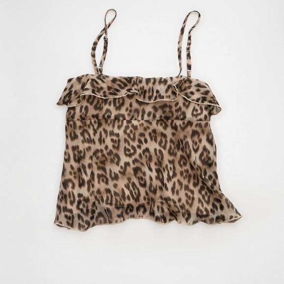 American Eagle Leopard Print Ruffle Cami - Picture 4 of 6